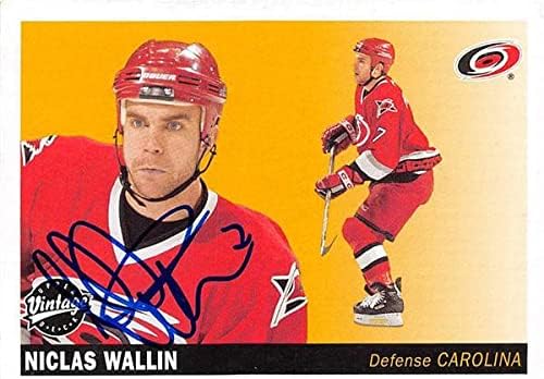 Sports Memorabilia Autograph Warehouse 224130 Niclas Wallin Autographed Hockey Card - Carolina Hurricanes FT 2002 Upper Deck Vintage - No. 47