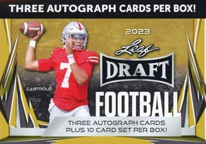 2023 Leaf Draft Football EXCLUSIVE GOLD Factory Sealed Blaster Box with (3) AUTOGRAPHS &amp 10 Cards with ROOKIES of Bryce Young CJ Stroud Drake Maye Bijan Robinson Anthony Richardson &amp More!