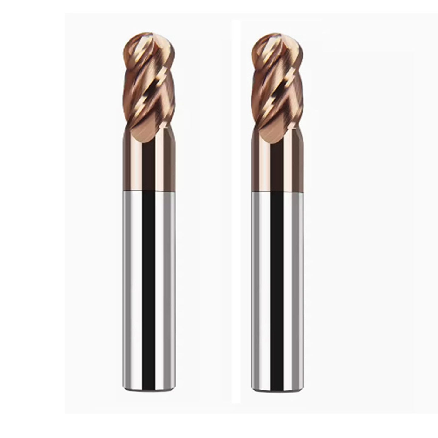 LAHDYFHOE2 Pcs 4 Flutes Carbide 3/4” Dia 3/4'' Shank Ball Nose End Mill, 4-Edge CNC Milling Bits Cutter Iron-HRC55 - TISIN Coated Bits Set CNC Router Bits