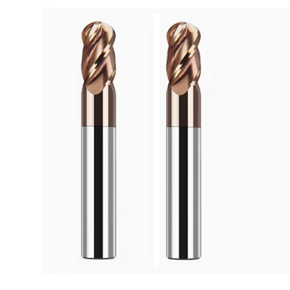 LAHDYFHOE2 Pcs 4 Flutes Carbide 3/4” Dia 3/4'' Shank Ball Nose End Mill, 4-Edge CNC Milling Bits Cutter Iron-HRC55 - TISIN Coated Bits Set CNC Router Bits