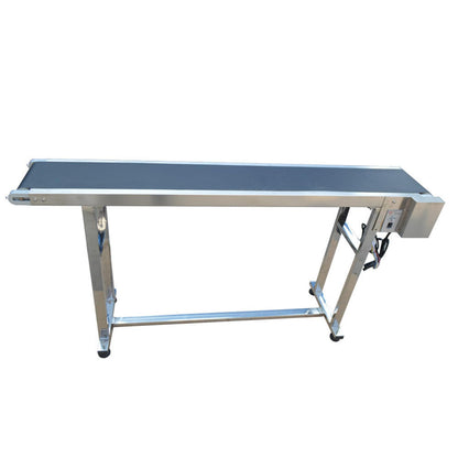 Yokoma Power Slider Bed PVC Belted Conveyor 59inch*7.8inch Stainless Steel Flat Conveyor Belt Systems Adjustable Speed 60W 110V Black