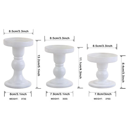 BTGLLAS 6-Piece Set of White Glass Candlestick, Crystal Candlestick Holder Holder and Conical Candle, Christmas Candle Holder Decoration, Family Living Room Wedding Candle Holder (white2sets)
