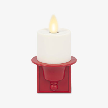 Luminara Flameless Candle Nightlight w/Dusk to Dawn Light Dark Auto Sensor, Red Wall Plug Indoor Night LED Light w/Real-Flame Effect Technology, Bathroom Bedroom Hallway, No Remote Needed