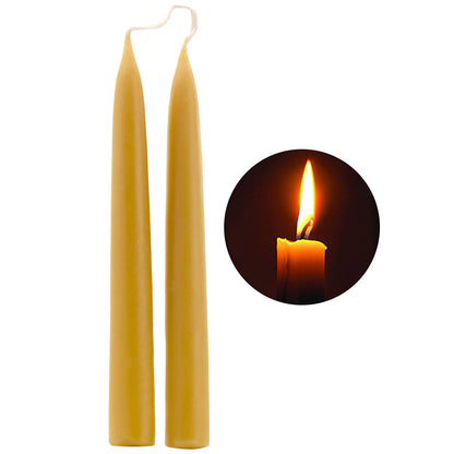 8 inch Natural Beeswax Taper Candles Set of 2, DEYBBY Smokeless and Dripless Organic Natural Beeswax Candles for Home Dinner Decor Emergency Housewarming Gift, Long Lasting Burning, Nontoxic