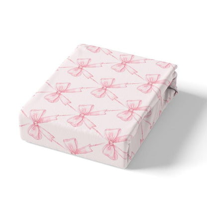 jejeloiu Bow Sheet Set King Size Pink Girls Bow Bed Sheets Set Boys Girls Cute Bowknot Sheets with Deep Pocket Fitted Sheet for Kids Women Men Kawaii Bedding Set