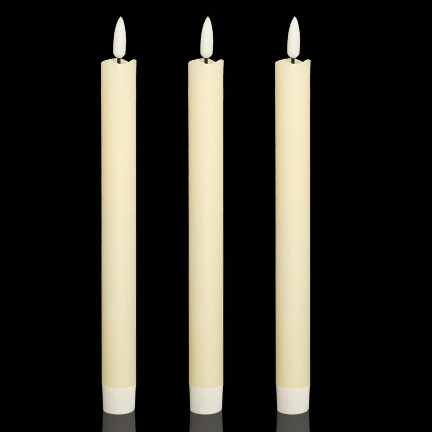 Wondise Ivory Flameless Taper Candles with Timer, 3 Pack Battery Operated LED Flickering 3D Flame Real Wax Candle for Christmas Thanksgiving Fireplace Decorations Halloween