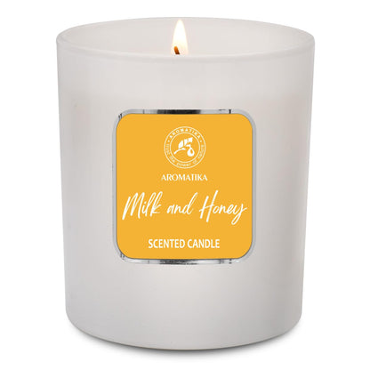 Milk & Honey Scented Candle – Aromatherapy Soy Wax, 200g – Up to 45 Hours Burn – Glass Jar for Home or Gift