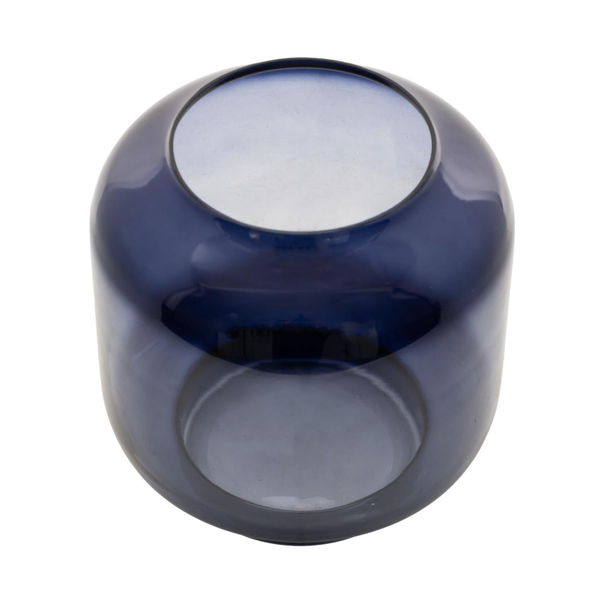 Deco 79 Glass Room Hurricane Lamp Tinted Wide Hurricane Candle Holder with Elevated Base, Table Centerpiece Lamp 7" x 7" x 8", Blue