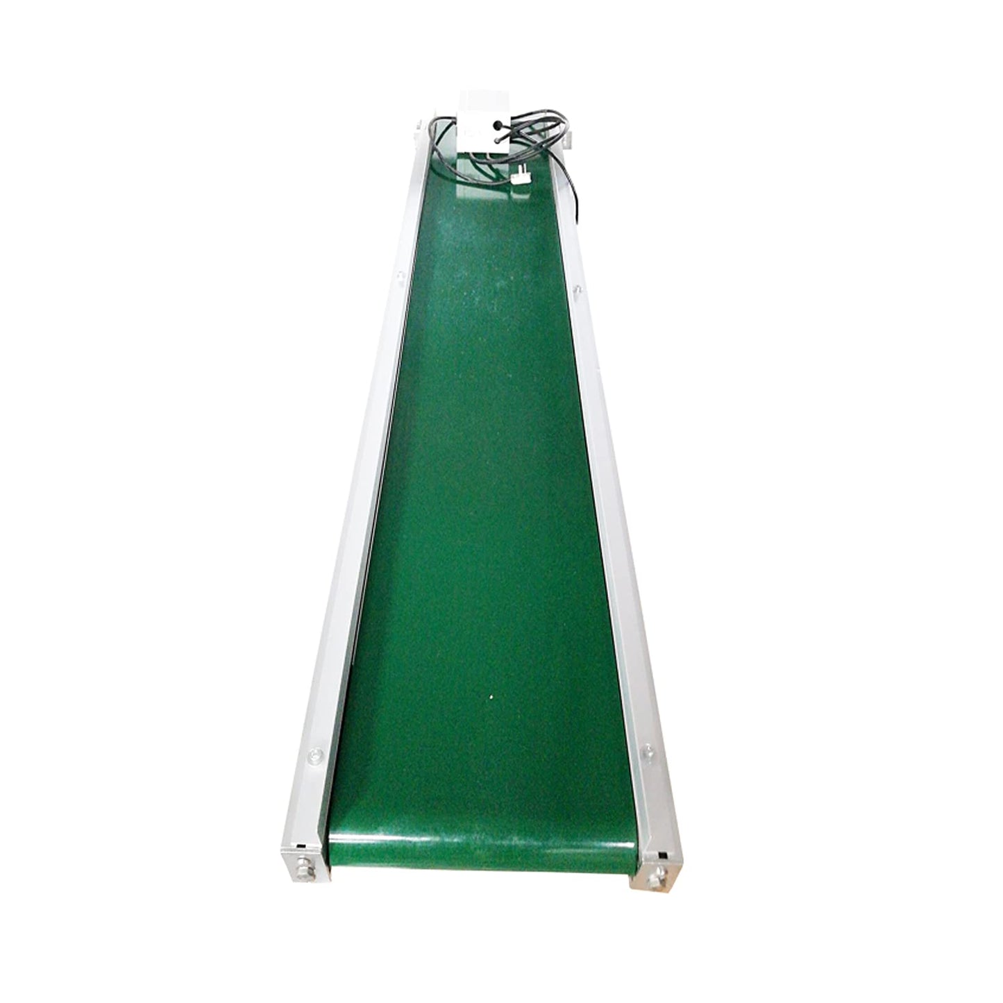BREVELTION 59inch 110V PVC Inclined Wall Conveyor Belt Double Baffle Green PVC Belt Height Adjustable 15.7inch Wide 120W
