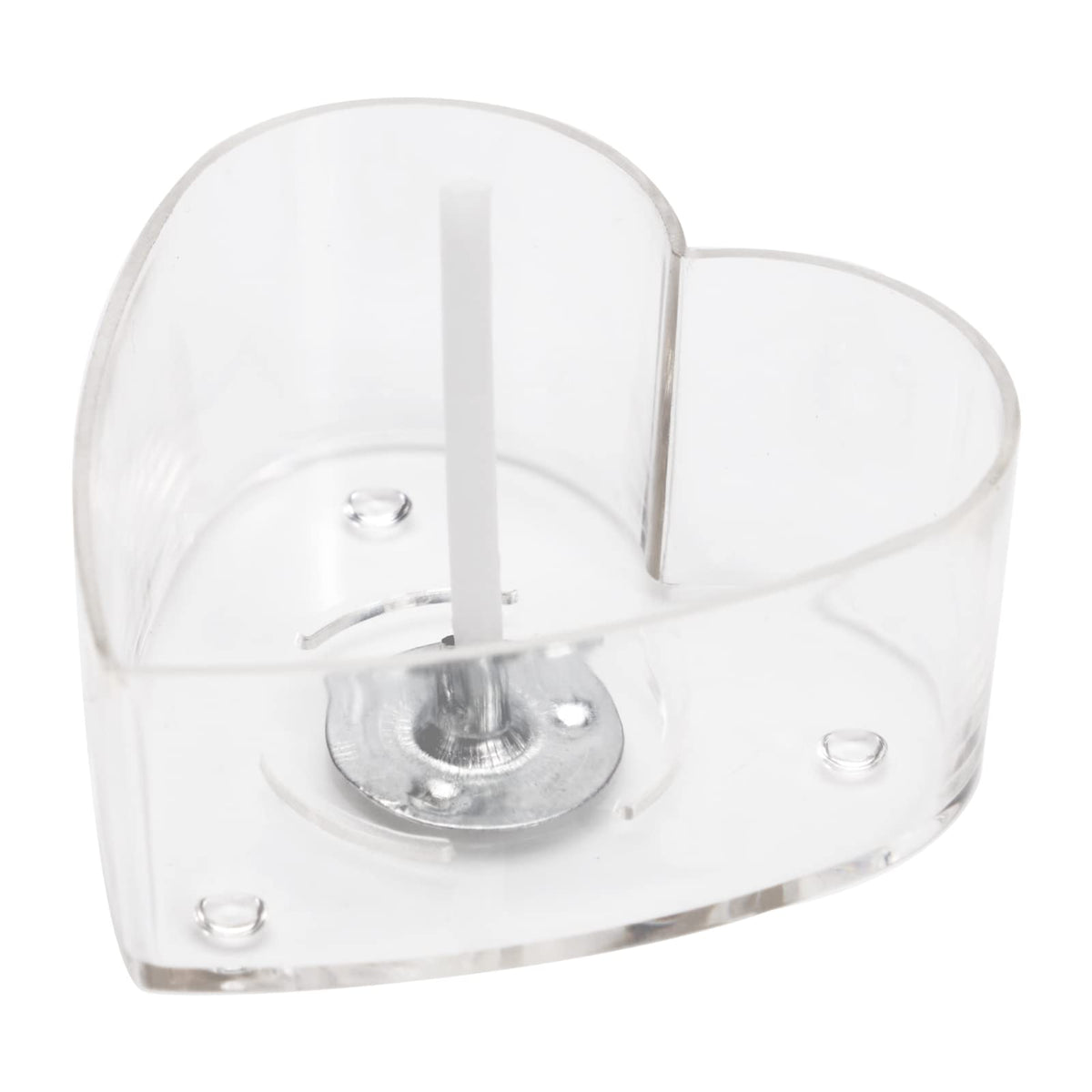CandMak Tea Light Candle Cups, 50pcs Clear Polycarbonate Plastic Empty TeaLight Mold Tin Container with 50pcs TeaLight Candle Wicks (Heart)