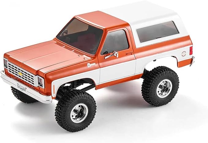 BEEZRC FMS 1/24 RC Crawler Officially Licensed Chevy K5 Blazer RC FCX24 RTR RC Pickup Truck SUV 4WD 2.4GHz 3CH Hobby RC Model 8km/h Mini Car Off-Road Remote Control Car (Orange)