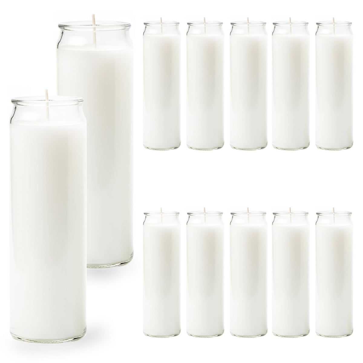 Trxvxo 12 PCS White Candles in Glass, 2 Inch x 8 Inch Unscented Prayer Candle,Suitable for Various Occasions Such as: Memorials, Religious, Catholicism, Churches, Altars, Vigils, etc.