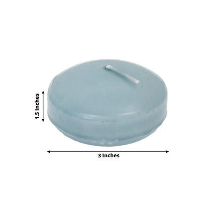 Efavormart 12 Pack 3" Dusty Blue Unscented Floating Candles, Long Burn Dripless Wax Discs with Cotton Wick for Cylinder Vases and Wedding Centerpieces