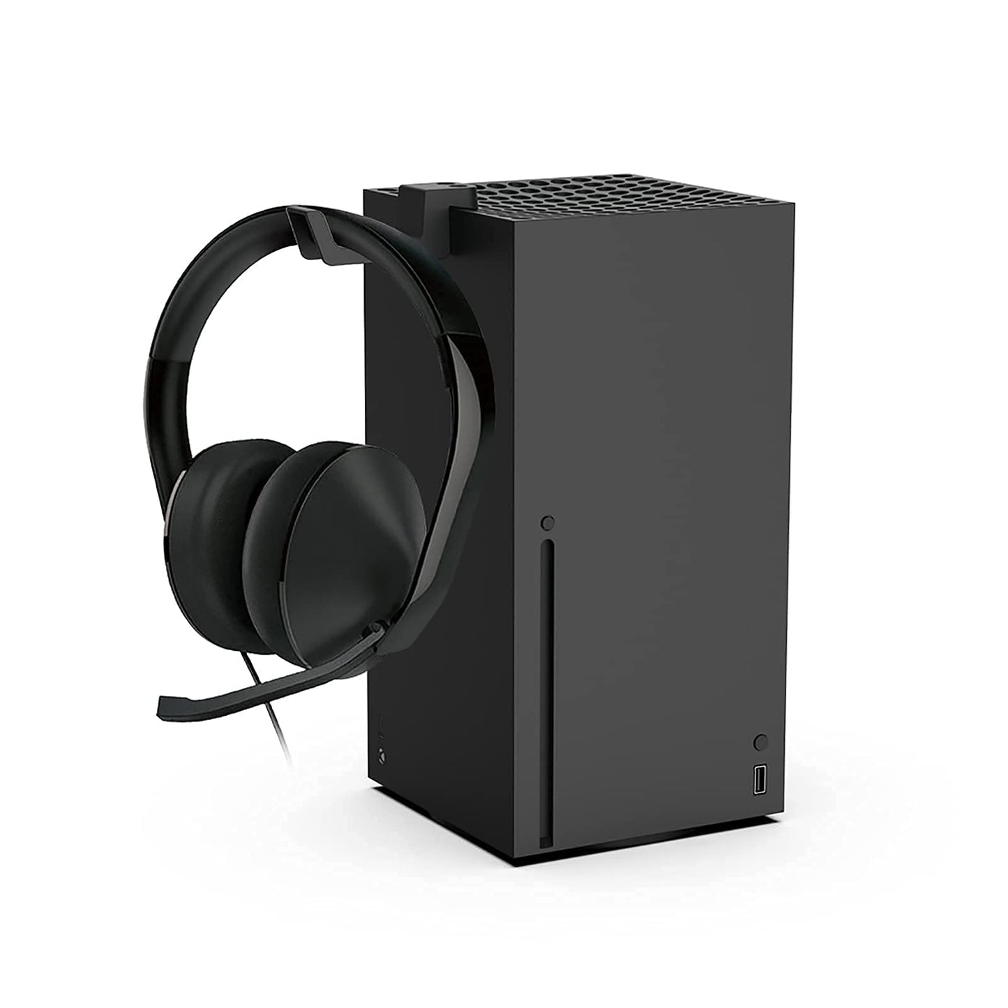 ECHZOVE Headphone Stand for Xbox Series X | Space-Saving Headset Holder/Mount with Non-Slip Clips | Series X Console Design Matching Accessory (Black)