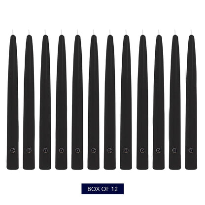 Colonial Candle Unscented Taper Candle, Handipt Collection, Black, 12 in, Pack of 12 - Up to 10 Hours Burn