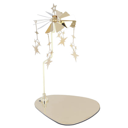 Candle Holder Round Triangle, Metal Wind Candlestick Carousel Candle Tea Light Holder for Home Decoration for Mom Women Wife (Gold Star (No Candle Cup))