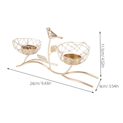 Hoement Iron Candle Holder Bird Branch Tray Candlestick Wedding Decor Decorative Candlesticks for Home