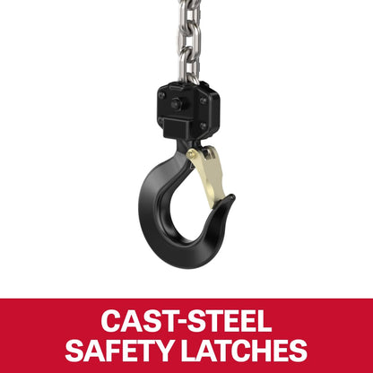JET 1/4-Ton Hand Chain Hoist, 10' Lift, Overload Protection (L-100-250WO-10)
