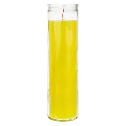 Mega Candles 1 pc Unscented Yellow 7 Day Glass Container Devotional Prayer Candles, Premium Wax Candle 2 Inch x 8 Inch, Sanctuary, Vigils, Prayers, Blessings, Religious, Memorials, Remembrance