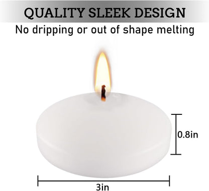 36 Floating Candles, Smoke-Free and odorless, Burning continuously for 8-10 Hours, White, 3-inch Floating Candles, Suitable for Valentine's Day, Weddings, Holidays, Home Decoration