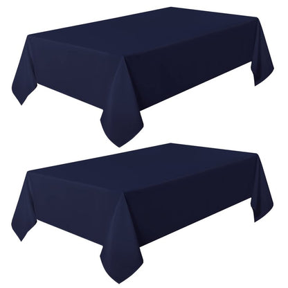 sancua 2 Pack Navy Tablecloth 60 x 84 Inch, Rectangle 4 Feet Table Cloth - Stain and Wrinkle Resistant Washable Polyester Table Cover for Dining Tables, Buffet Parties and Camping