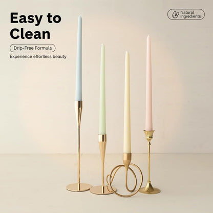 LSXHASGLD 12 Inch Taper Candles, Set of 4, Unscented Smokeless Long Tapered Candle for Wedding Home Decor Christmas