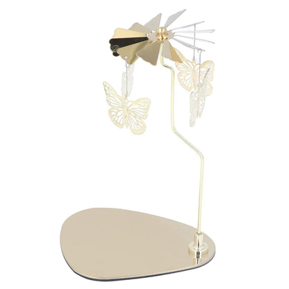 Candle Holder, Rotating Candle Holder, Round Plate Romantic European Stainless Steel Aromatherapy Candle Holder, Candlestick Holders Golden Butterfly (No Candle Cup)