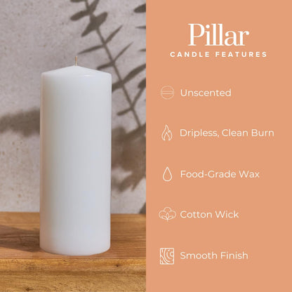 Simply Soson 2.5x6 inch White Pillar Candles, White Candle, Set of 6 Pillar Candles Bulk 2.5x6, Emergency Tall Candle, Wax Candle, Unscented Candles, Candle Pack Cone Tip Pillar