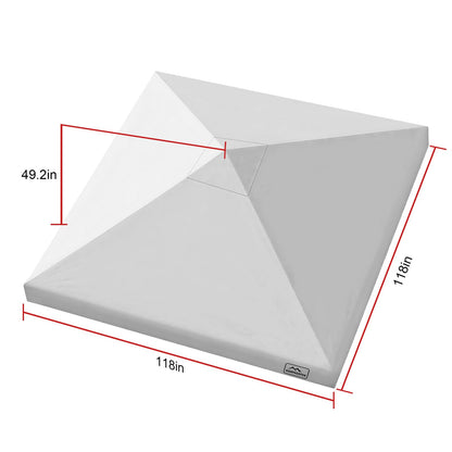 KAMPKEEPER Canopy Replacement Top Cover Roof for 10x10 Peak Pole Straight Leg Canopy Tent,PU-Coated 500D Polyester UV Waterproof,for Outdoor Commercial Garden Sun Shade(Top Only) (White)