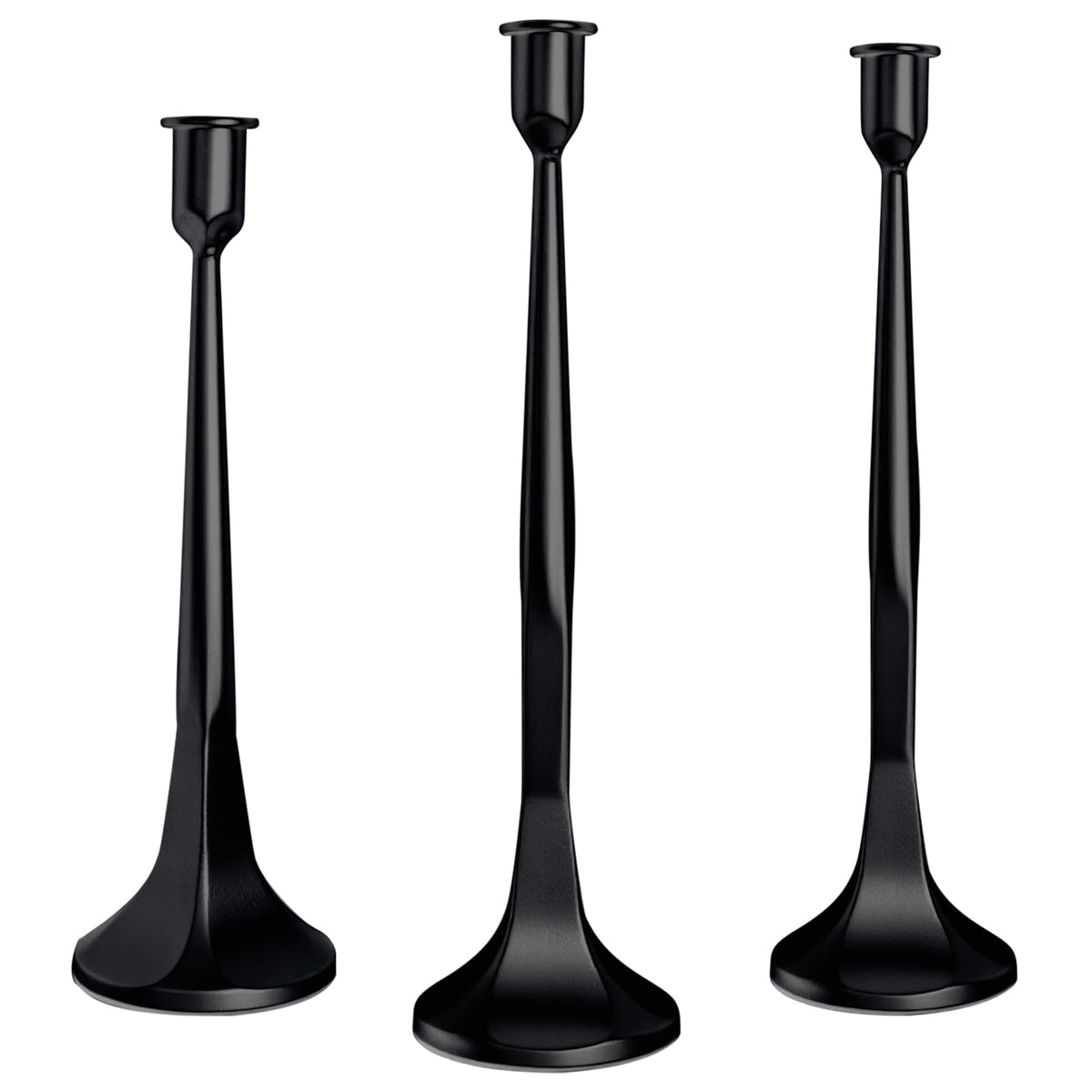LAJIAOZ Antique Iron Taper Candle Holder Set of 3, Decorative Candlestick Holders for Dining Table, Wedding Centerpiece, Farmhouse & Modern Home Decor, Metal Candle Stands(12" 14" 15.5")(Black)