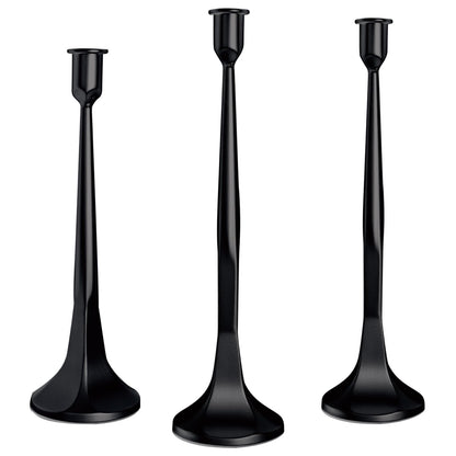 LAJIAOZ Antique Iron Taper Candle Holder Set of 3, Decorative Candlestick Holders for Dining Table, Wedding Centerpiece, Farmhouse & Modern Home Decor, Metal Candle Stands(12" 14" 15.5")(Black)
