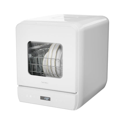 Hermitlux Countertop Dishwasher, 6 Wash Programs Slim Size Portable Dishwasher
