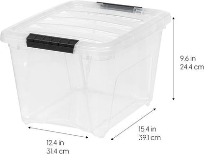 IRIS USA 19 QT Plastic Storage Box - BPA-Free, Durable Clear Containers with Lids & Latches | 4 Pack