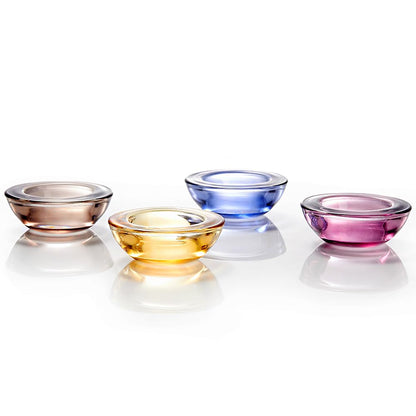 ELIVIA Gold Tealight Candle Holders - Set of 12, Round Chunky Glass Candle Holder, 3" Diameter - CH01 - Rusty Orange