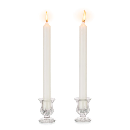 Inweder Glass Taper Candle Holders: Crystal Clear Candlestick Holders Modern Small Candle Stick Holder for Wedding Table Centerpiece Party Dinning Home Christmas Set of 2
