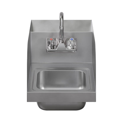 AmGood Stainless Steel Wall Mount Hand Sink | NSF | Commercial Hand Washing Basin For Restaurant, Kitchen and Home (12" x 16" with Sidesplash)