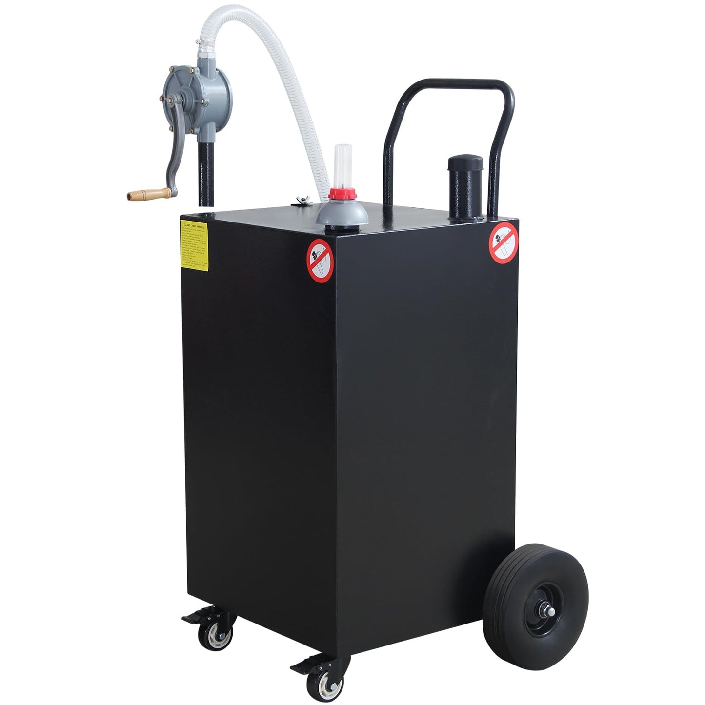 45 Gallon Fuel Caddy, Portable Gas & Diesel Storage Tank with Manual Pump, Fuel Caddy with 4 Wheels for Refueling Cars, Trucks, Lawn Mowers, ATVs, and Boats.