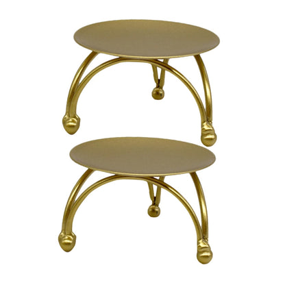 Holibanna 2pcs Geometric Iron Candle Holders for Home Decor Elegant Candle Stand Centerpiece for Weddings Parties and Dining Tables