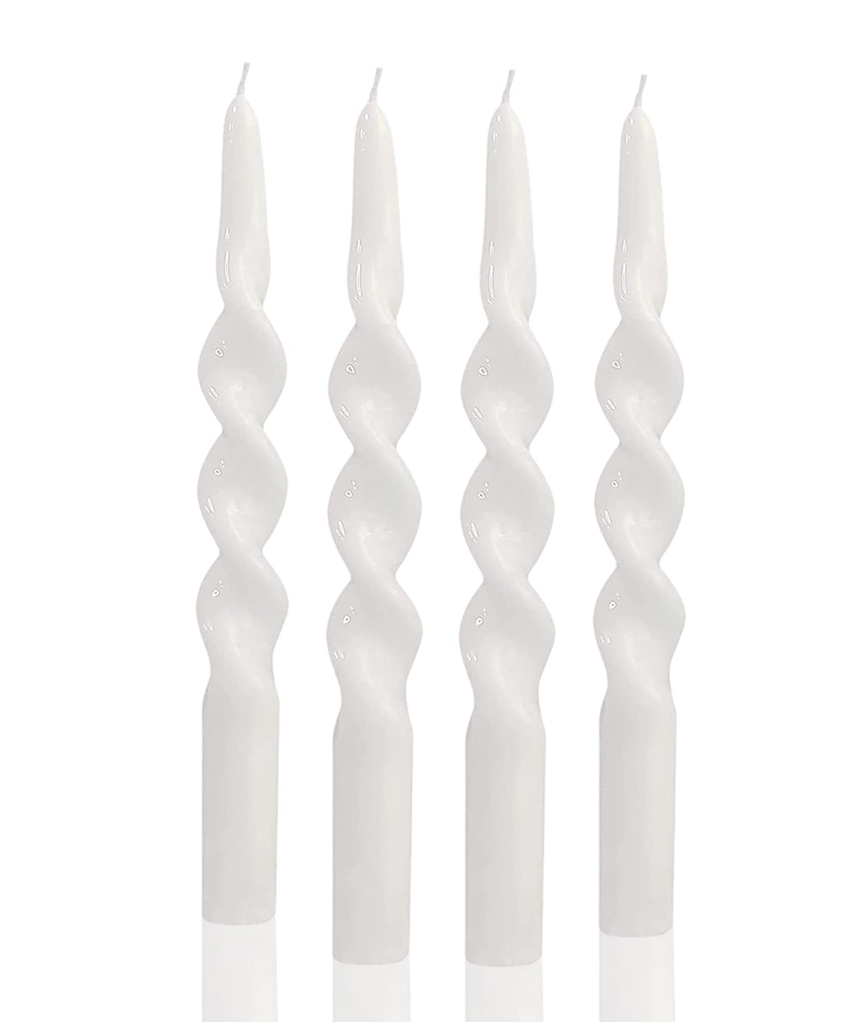 MAITREYA White Taper Candles Conical Stick Candles Spiral Taper Candles-Set of 4 for Decoration Weddings Party Church-Unscented Dripless Candles,10inch(C-White)