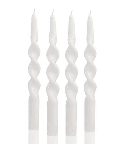MAITREYA White Taper Candles Conical Stick Candles Spiral Taper Candles-Set of 4 for Decoration Weddings Party Church-Unscented Dripless Candles,10inch(C-White)