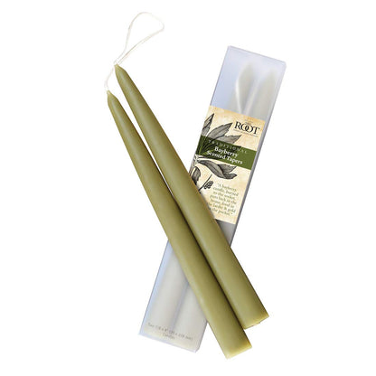 Root Candles Scented Tapers Double-Hung Beeswax Blend Smooth Hand-Dipped Taper Candles, 9-Inch, Bayberry, 2-Count