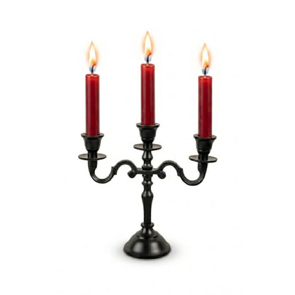 Rely+ 3 Arm Baby Candelabra Black Matte 8 Inch Taper Candle Holders Gothic Decorations Candlesticks Holder Home Decor Wedding Parties Centerpiece for Dining Table