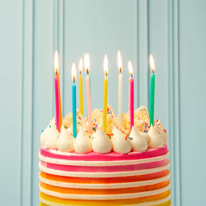 Talking Tables Pack of 16 Birthday Fun Cake Topper Decoration for Adults or Kids 10cm, Rainbow Brights Candles