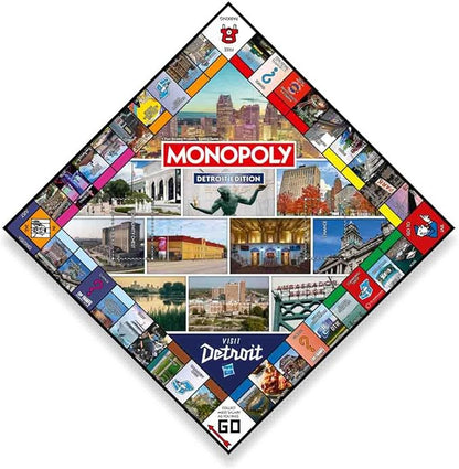 Monopoly Board Game Detroit MI Edition : 2-6 Players Family Board Games for Kids and Adults Board Games for Kids 8 and up for Kids and Adults Ideal for Game Night