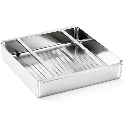 Tuanse Commercial Pre Rinse Basket for Restaurant Sink 19.5 x 19.5 x 4 Inch Heavy Duty Stainless Steel Sink Strainer Basket with Slides Large Capacity Food Waste for Dishwashing Station Kitchen