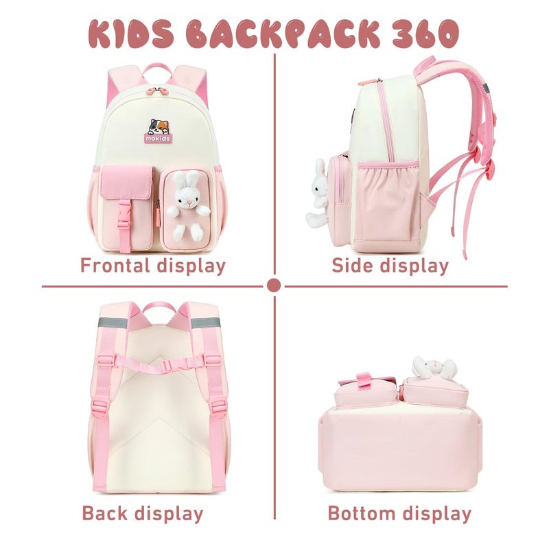 Cusangel Kids Backpack for 3-5 Ages Girls,12in Toddler Pink daypack for School,kindergarten Kids Backpack,Big capacity cute Cubby Bear shoulder bookbag with breast button