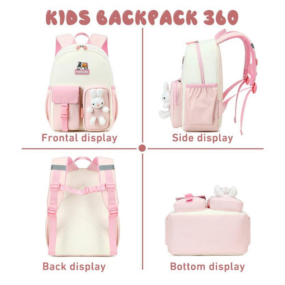 Cusangel Kids Backpack for 3-5 Ages Girls,12in Toddler Pink daypack for School,kindergarten Kids Backpack,Big capacity cute Cubby Bear shoulder bookbag with breast button
