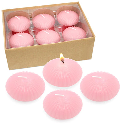 12 Pack 3 Inch Pink Floating Candles, 10 Hour Unscented Romantic Tealight Candles for Cylinder Vases, Centerpieces at Wedding Party Pool Holiday - Wavy Float Candle