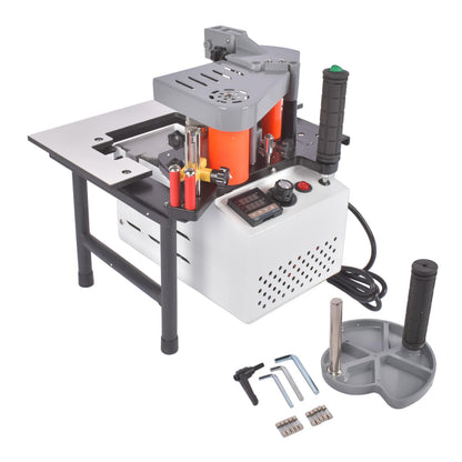 Portable Edge Bander Machine, Straight & Curved Edge Banding, Double-Sided Glue Coating, Adjustable Speed 5–10m/min, 110V, for ABS PVC MDF Acrylic