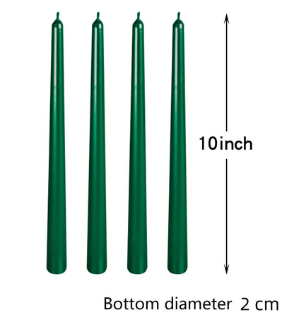 10 Inch Tall Spiral Taper Candles, 8 hrs, Tasteless and Smokeless, Long Candlesticks for Home Dinner, Party, Wedding, Halloween, Christmas (4, Green, 25cm)